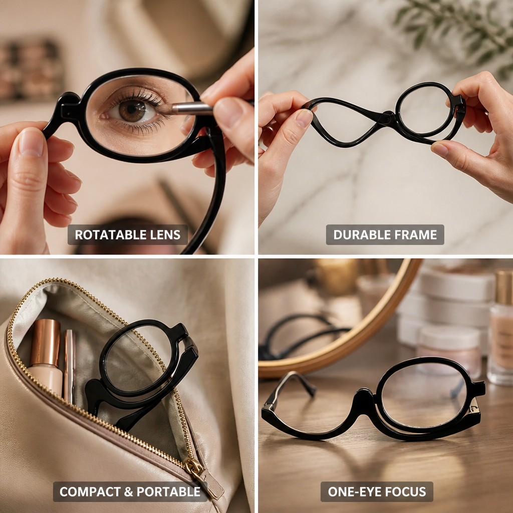 Makeup Glasses Rotatable Lens Polycarbonate Frame