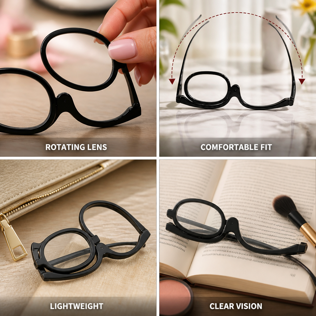Makeup Reading Glasses Rotating Lens & Multiple Strengths