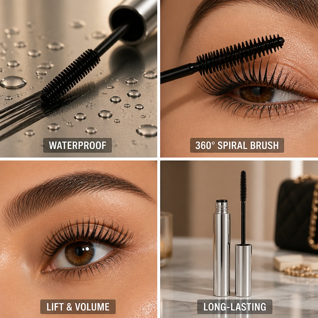 Mascara 360° Spiral Brush Lash-Lifting Smudge-Proof & Waterproof