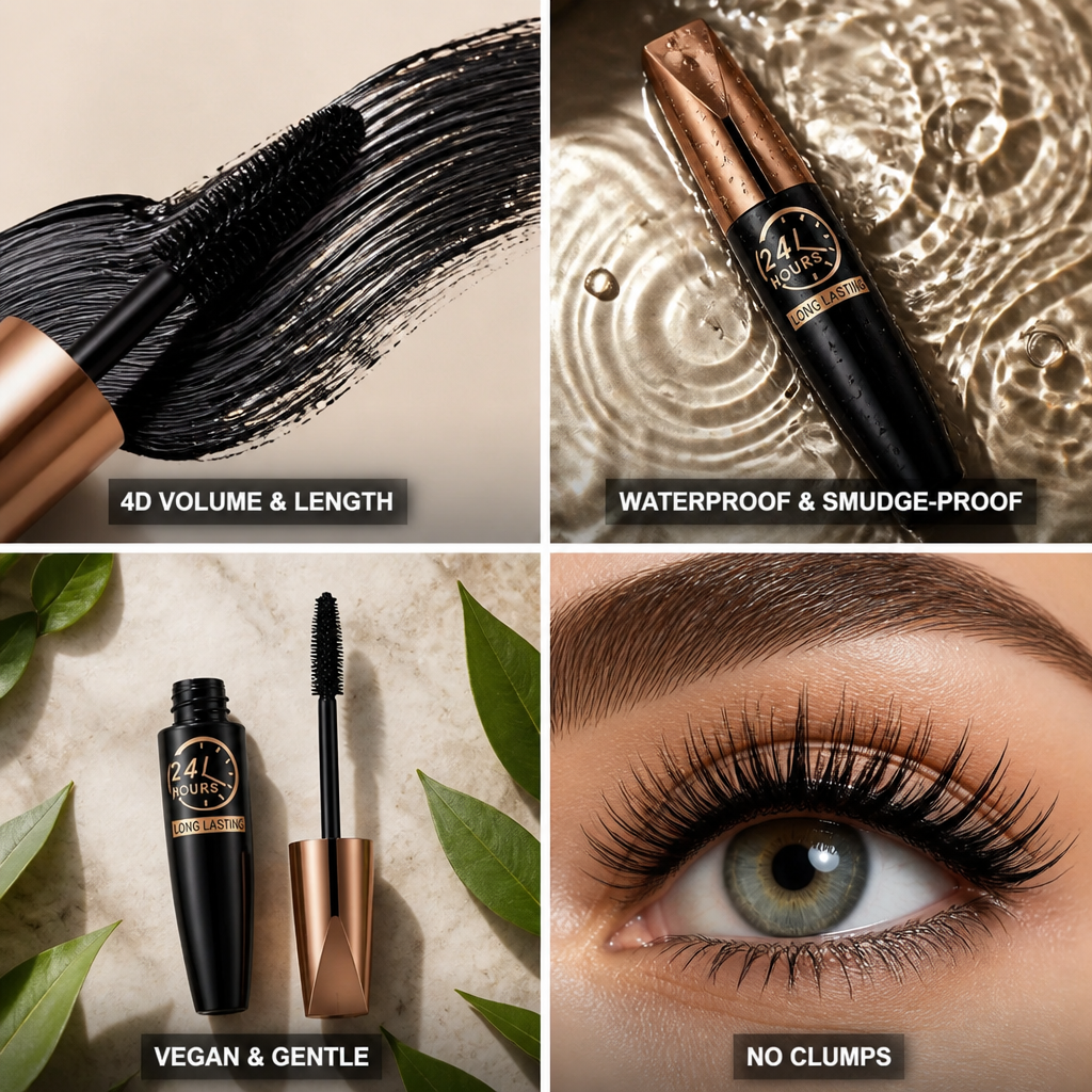 Mascara 4D Silk Fiber Waterproof & Smudge-Proof Vegan