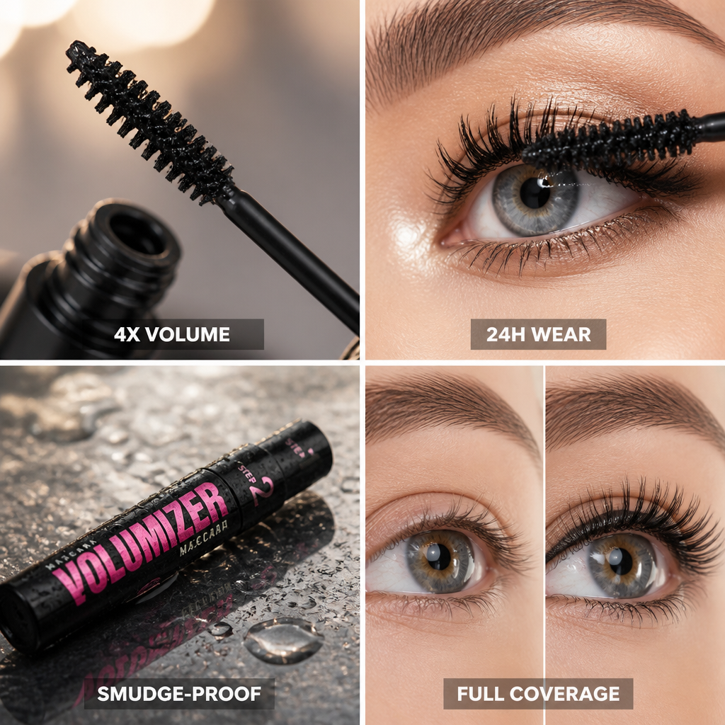 Mascara 4x Volume Smudge-Proof 24-Hour Wear