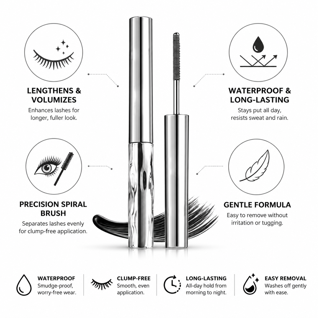 Mascara Lengthening & Volumizing Waterproof Precision Spiral Brush