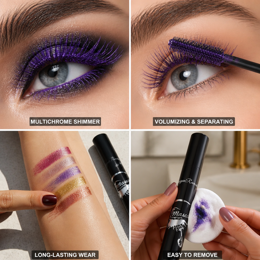 Mascara Multichrome Glitter Volumizing Long-Lasting