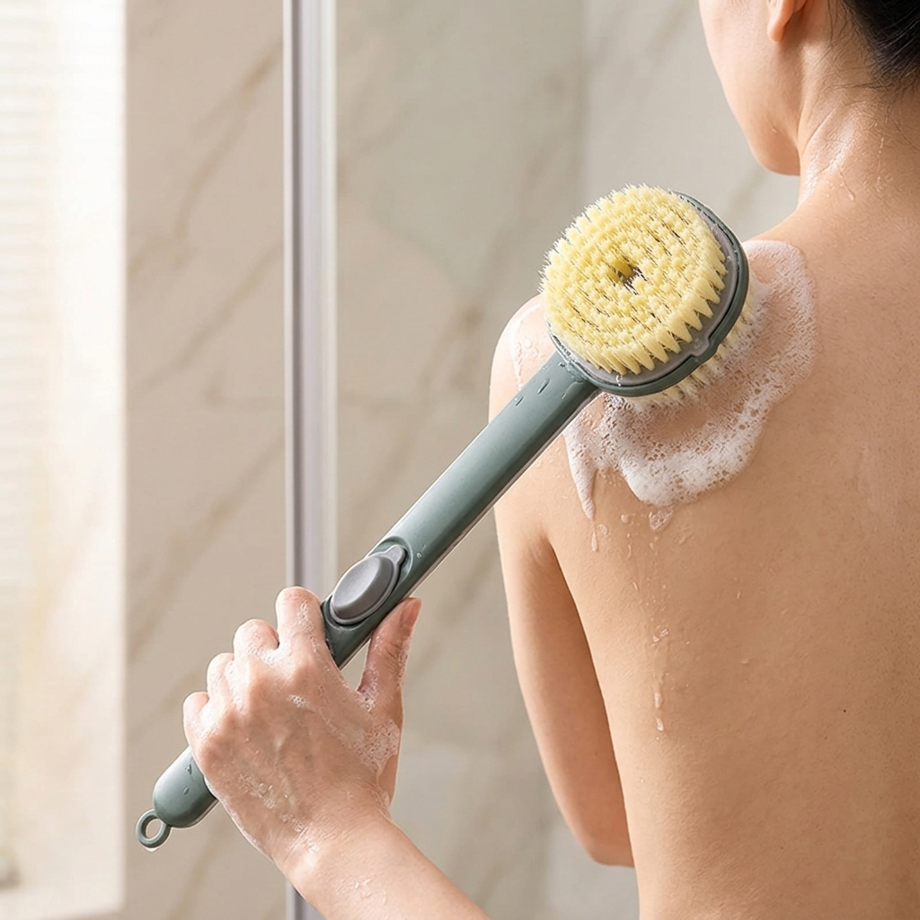 Massage Bath Brush Long Ergonomic Handle & Natural Boar Bristles