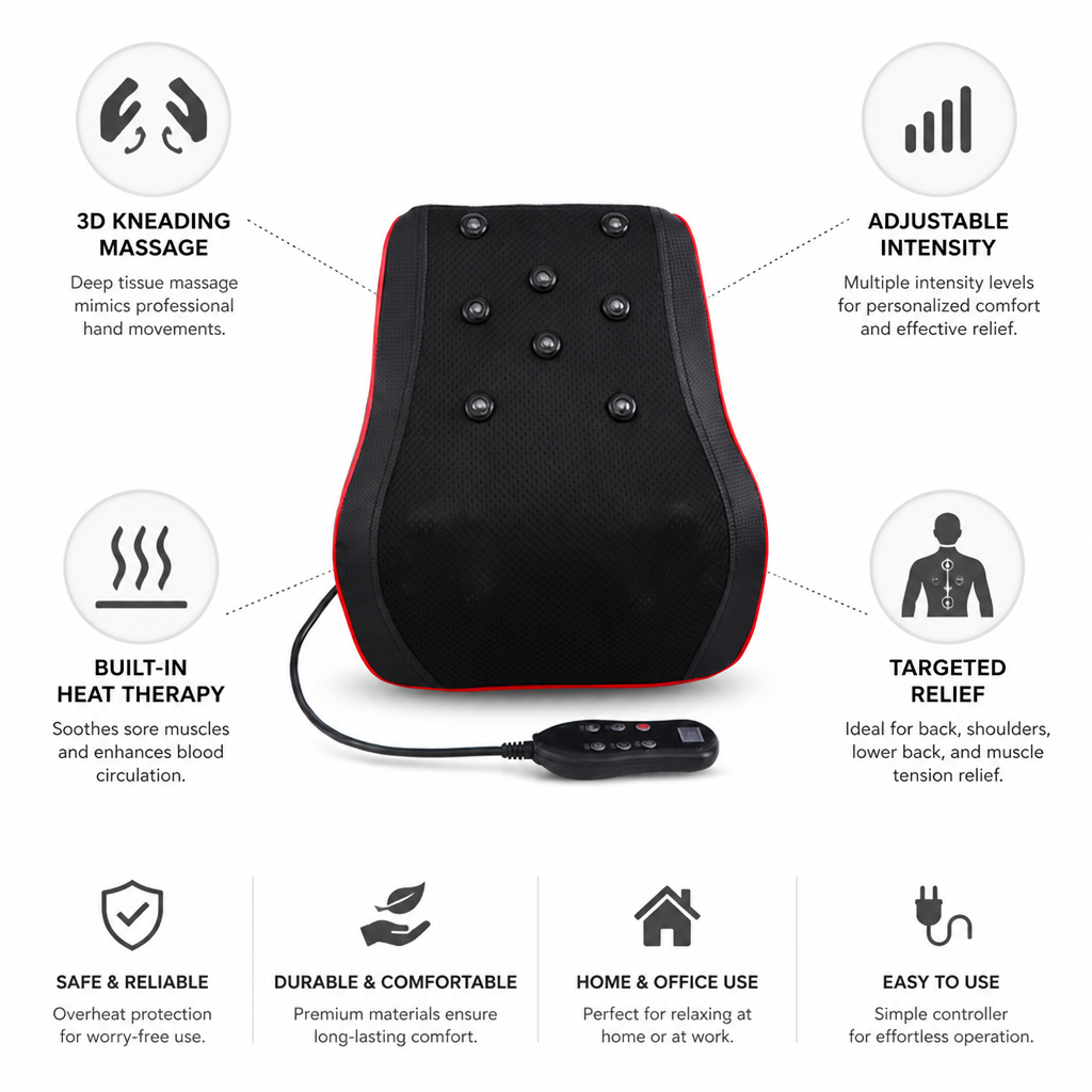 Massage Cushion Shiatsu 3D Kneading & Heat