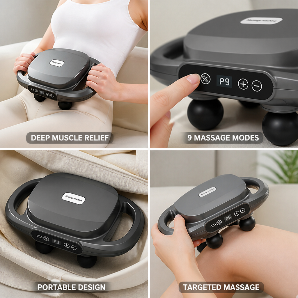 Massage Gun Deep-Tissue 6 Heads 9 Modes LCD Display