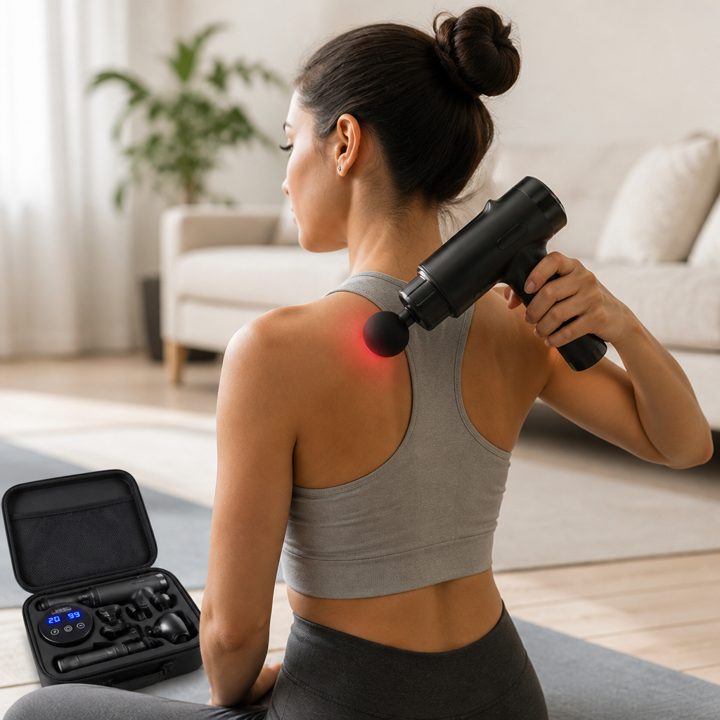 Massage Gun Deep Tissue LED Heating 7 Attachments