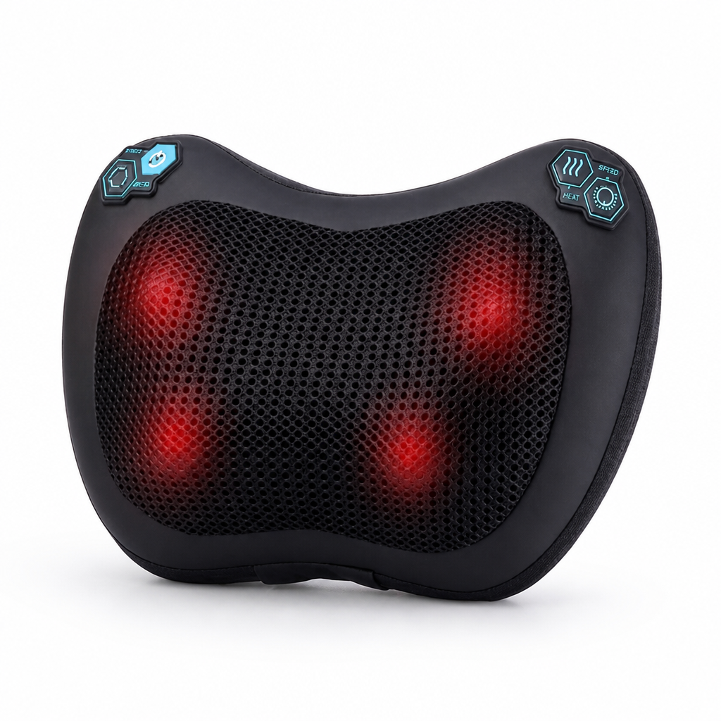 Massage Pillow 3D Kneading 4 Heads Warming Light