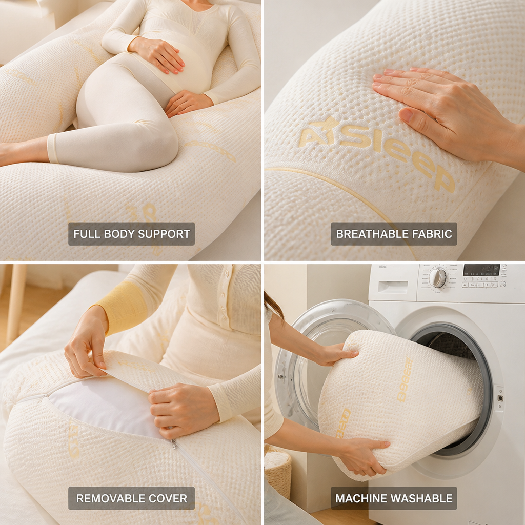 Maternity Pillow Full Body Ergonomic Removable & Machine-Washable Cover