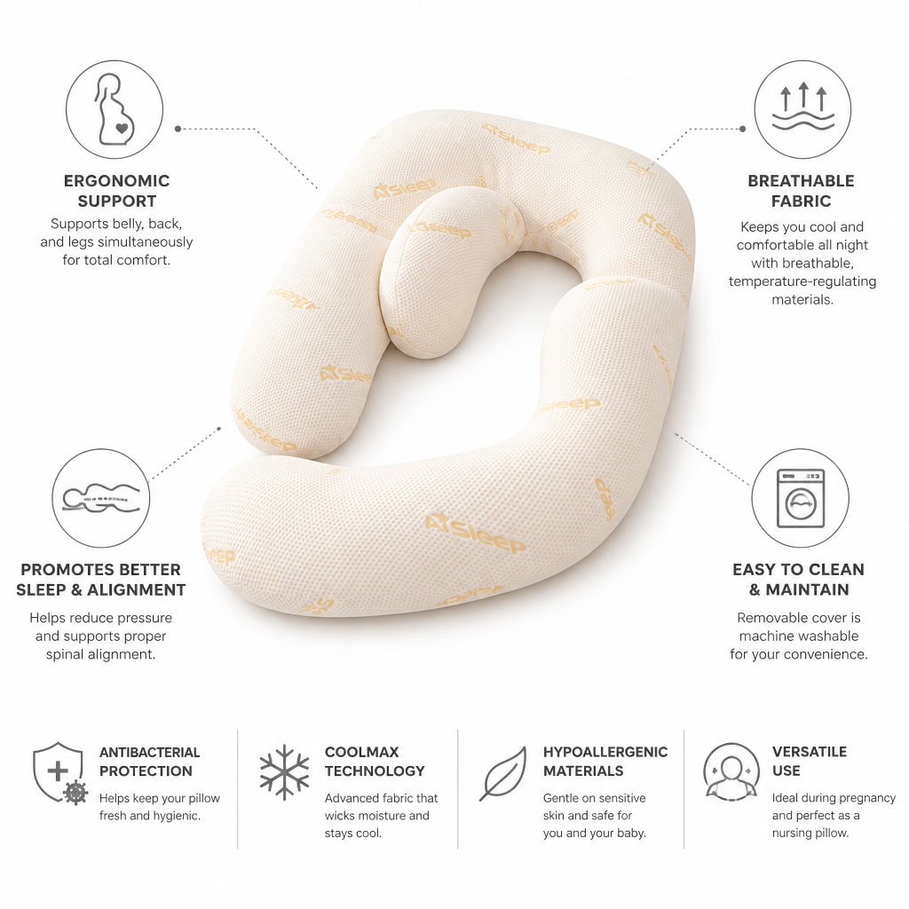 Maternity Pillow Full Body Ergonomic Removable & Machine-Washable Cover