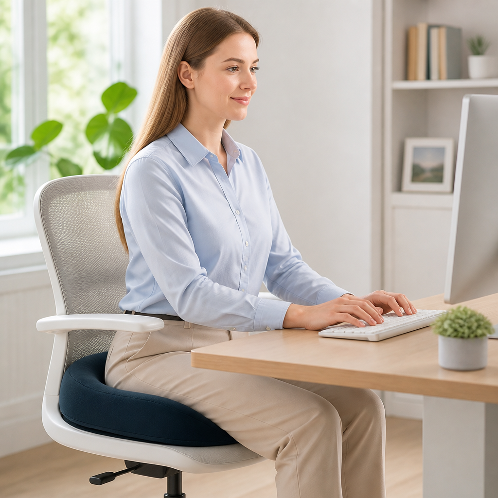 Memory Foam Seat Cushion Contoured U-Shaped Tailbone Relief