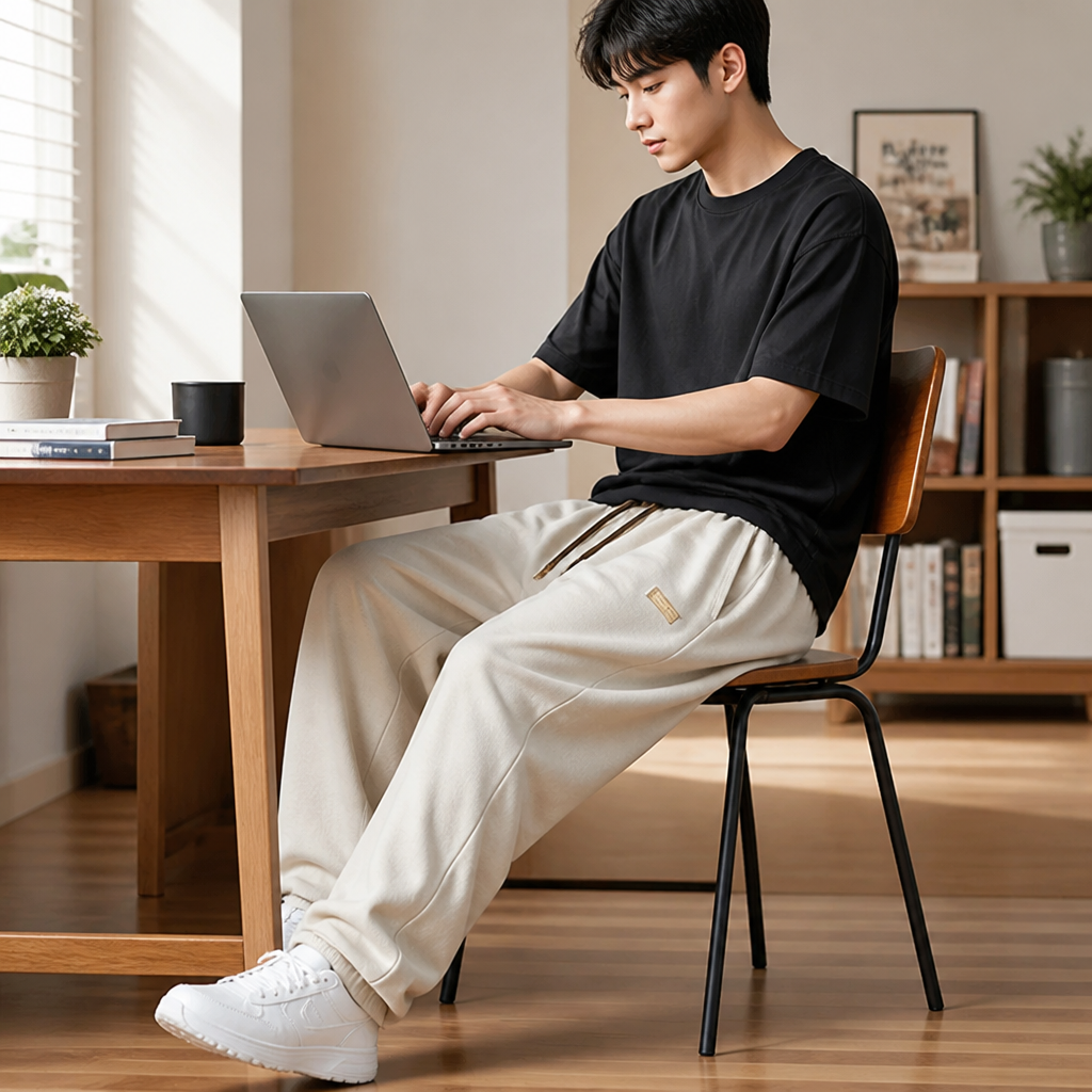 Men's Stretch Pants Super-Stretch Elastic Waistband & Pockets