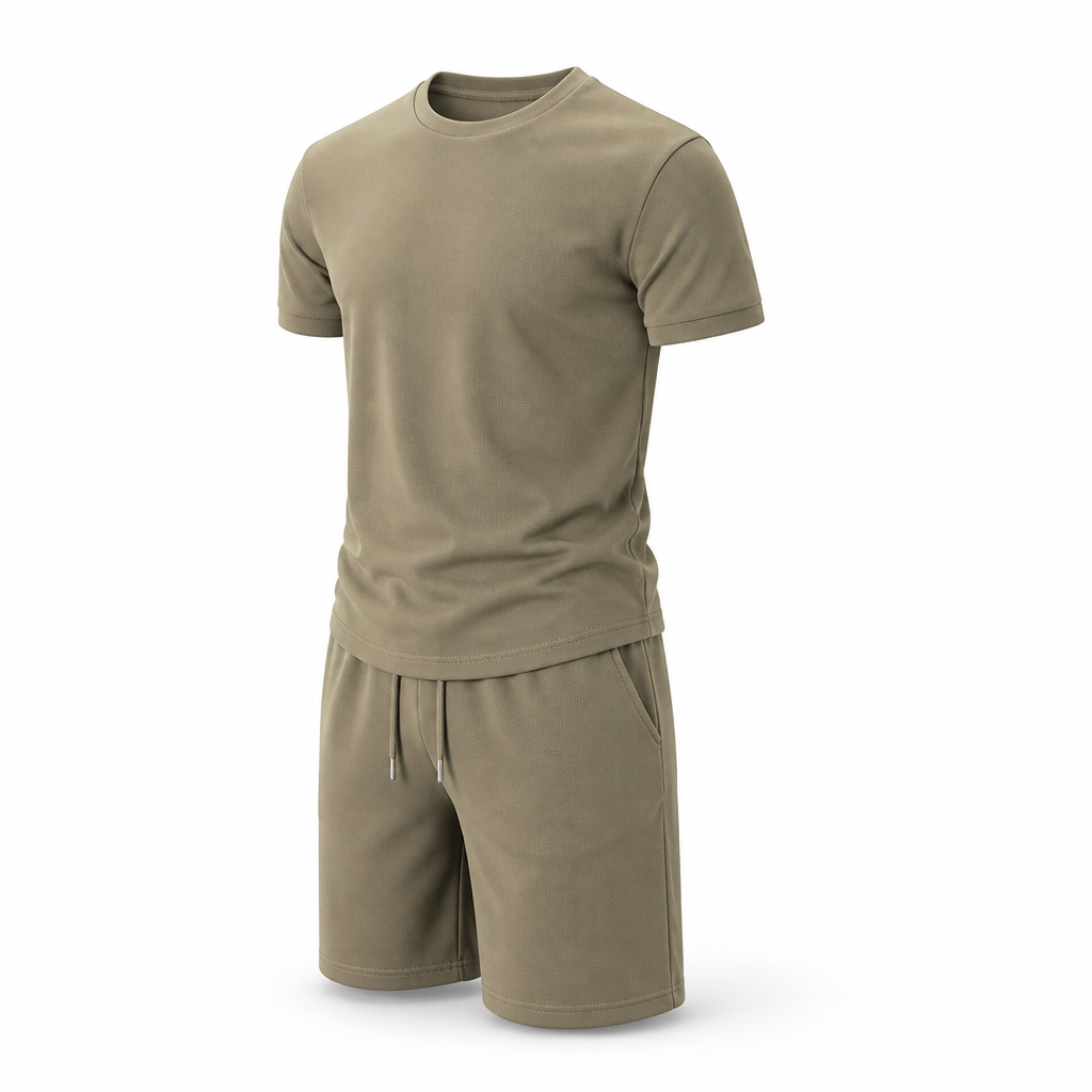 Men's Two-Piece Set Breathable Polyester Drawstring Waist & Pockets