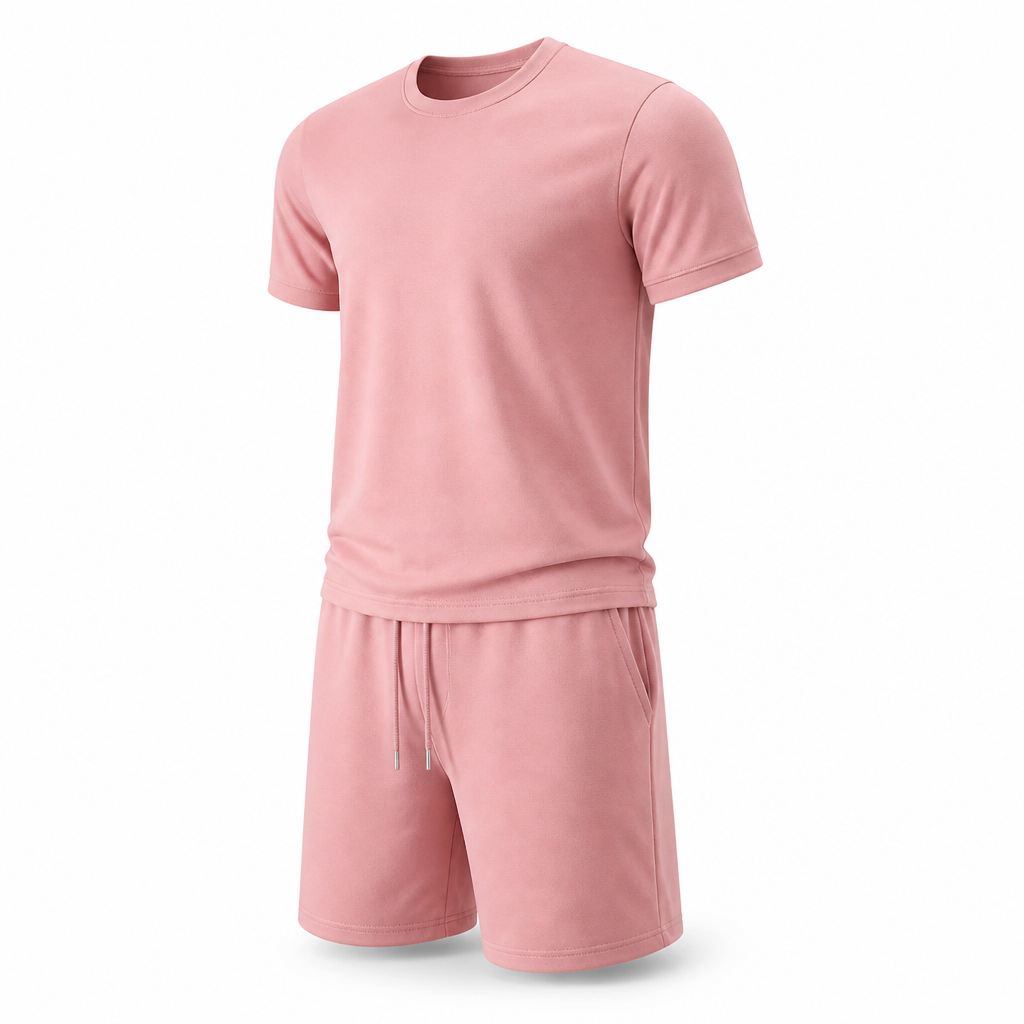 Men's Two-Piece Set Breathable Polyester Drawstring Waist & Pockets