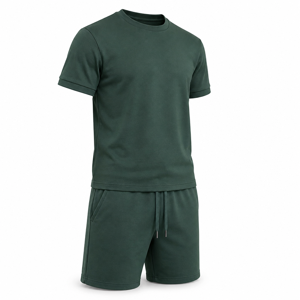 Men's Two-Piece Set Breathable Polyester Drawstring Waist & Pockets