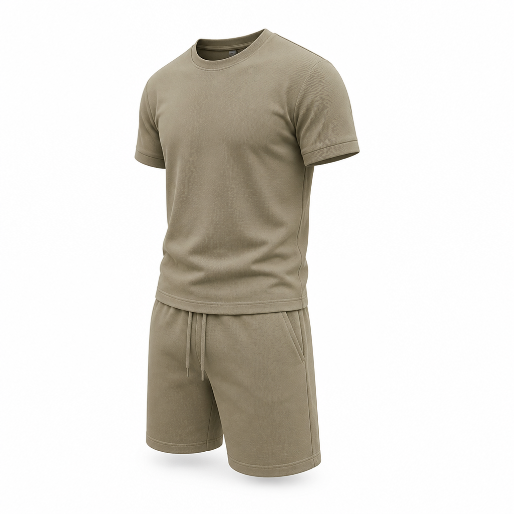 Men's Two-Piece Set Breathable Polyester Drawstring Waist & Pockets