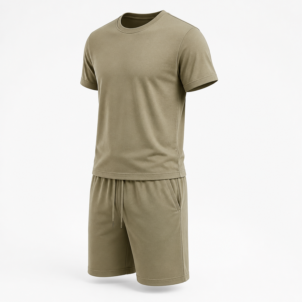 Men's Two-Piece Set Breathable Polyester Drawstring Waist & Pockets