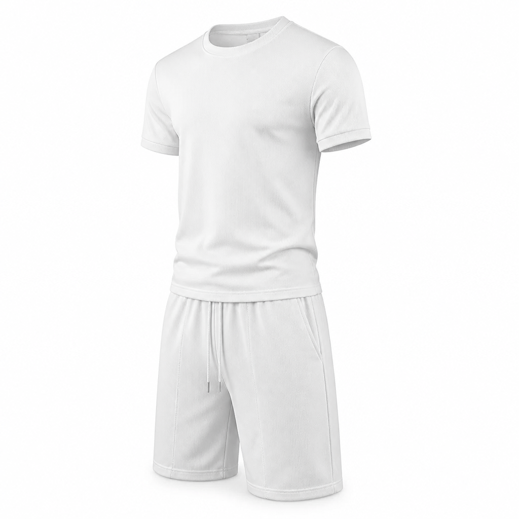Men's Two-Piece Set Breathable Polyester Drawstring Waist & Pockets