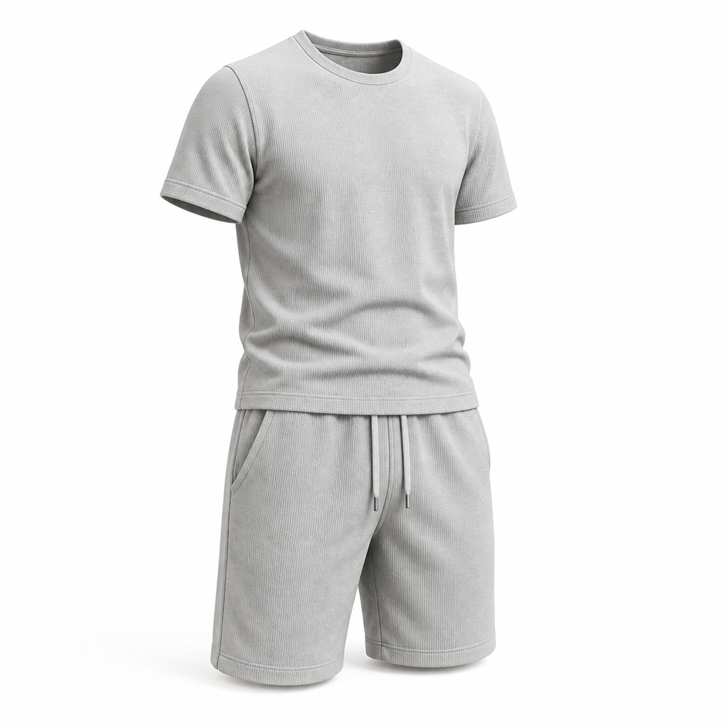 Men's Two-Piece Set Breathable Polyester Drawstring Waist & Pockets