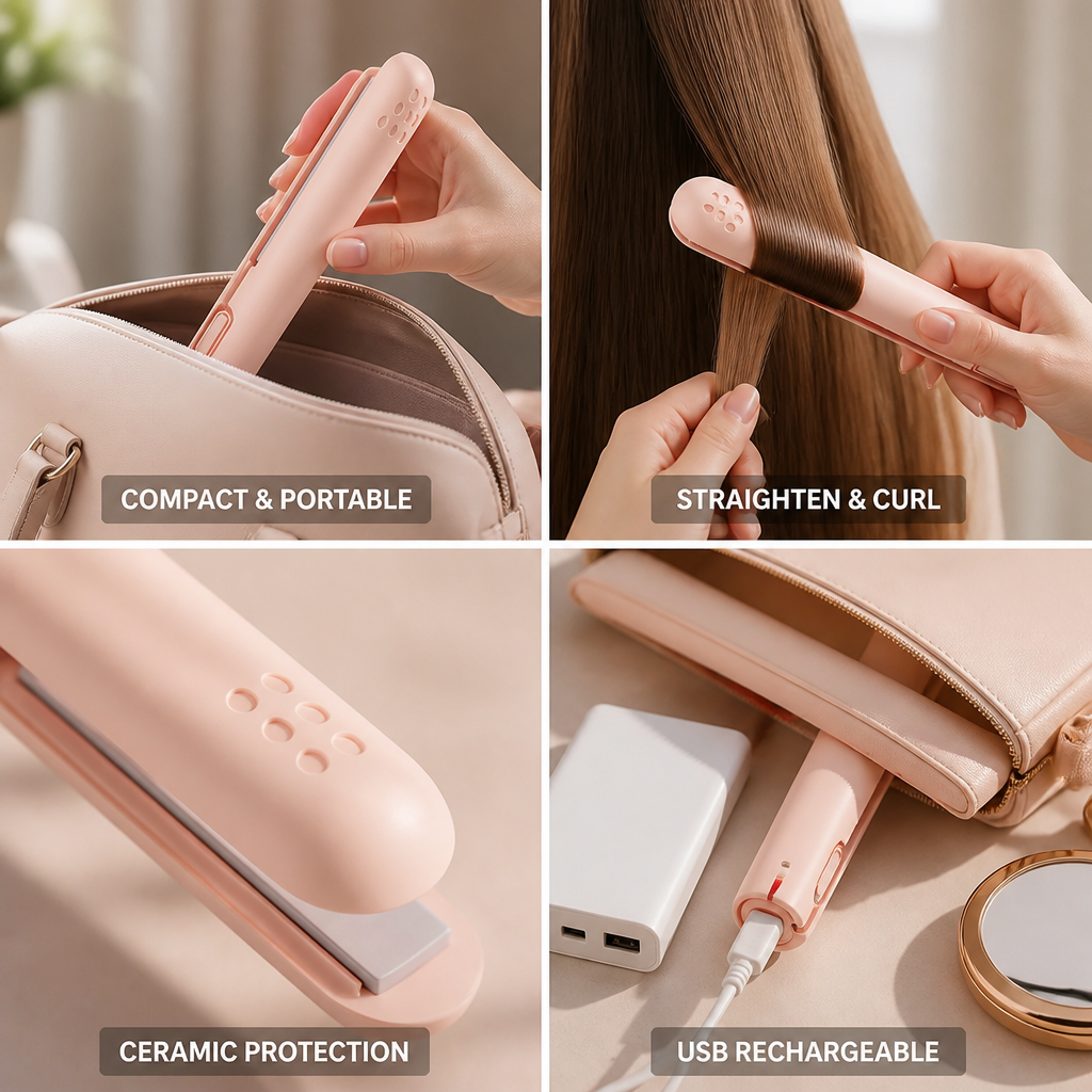 Mini Curling Iron Straightening & Curling Ceramic Portable