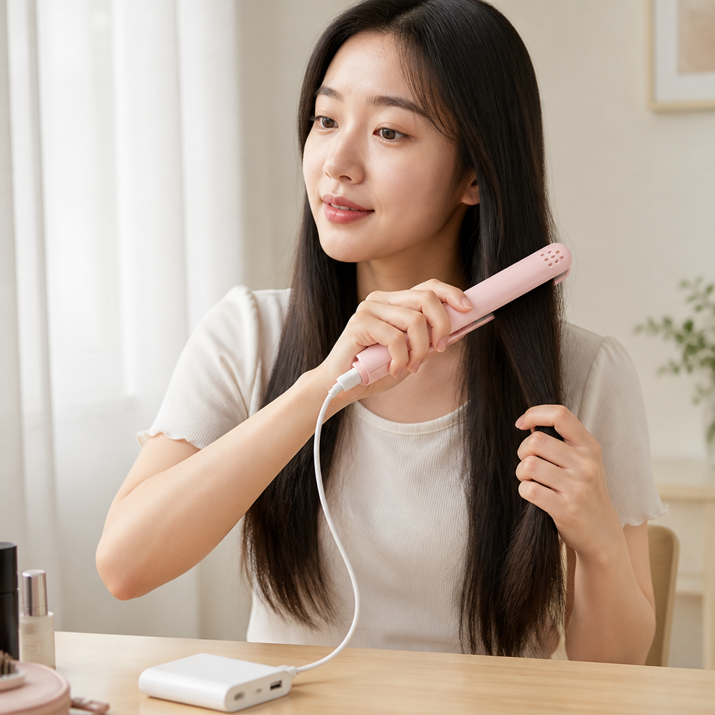 Mini Hair Straightener & Curler 15mm Ceramic USB Powered