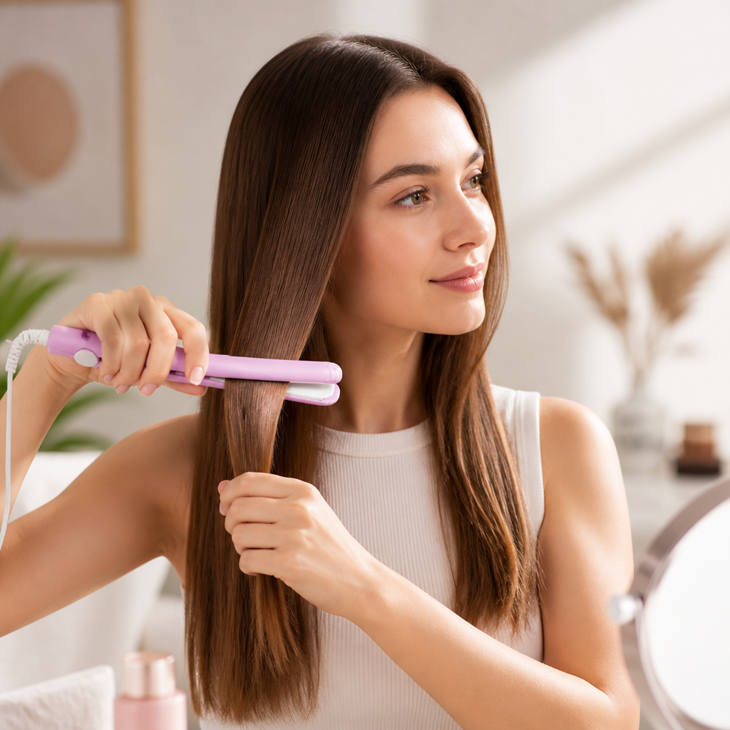 Mini Hair Straightener & Curler Tourmaline Ceramic 30-Second Heat-Up