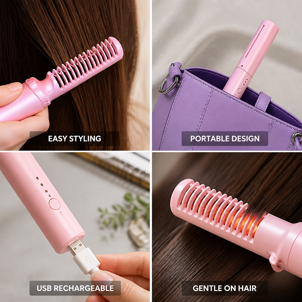 Mini Hair Styler Ceramic-Coated USB Rechargeable