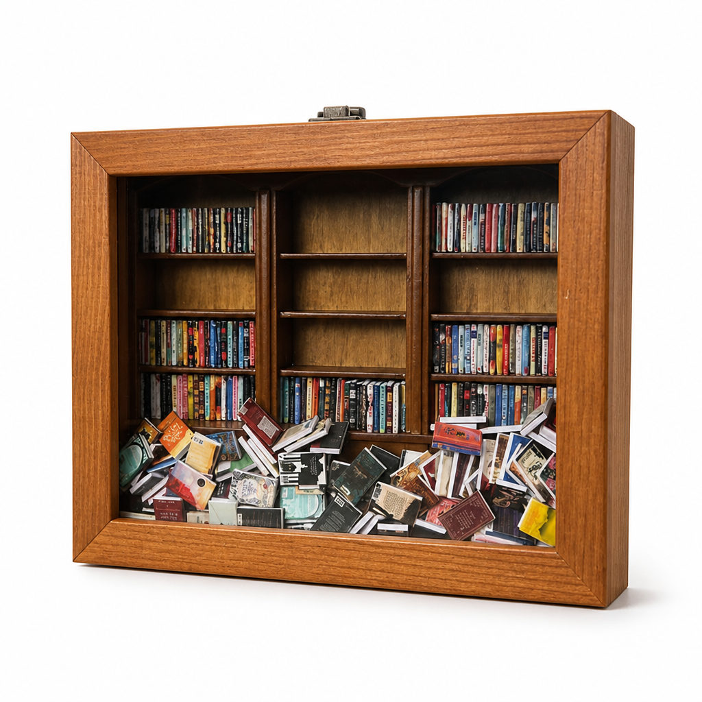 Miniature Wooden Shelf Handcrafted With Mini Books