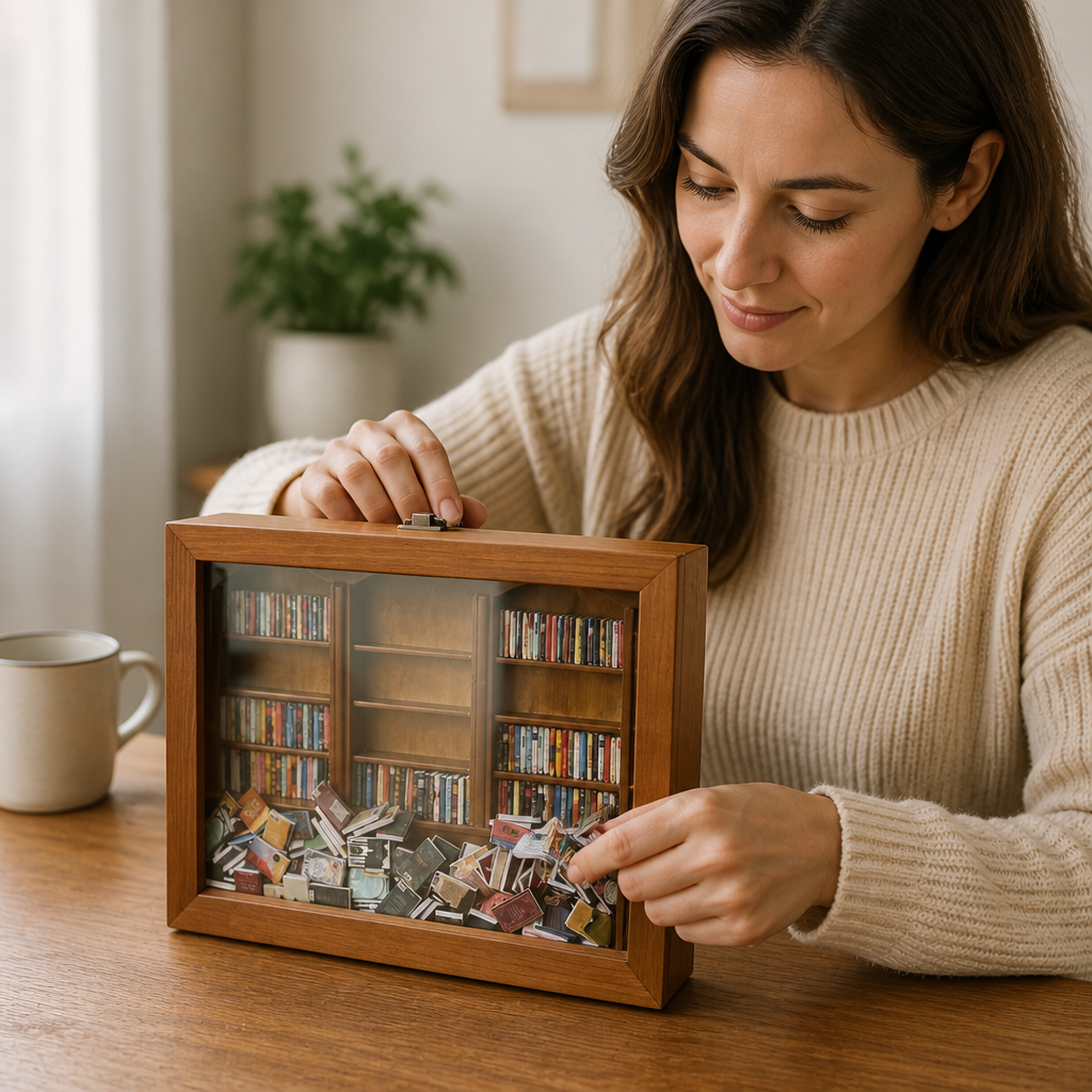 Miniature Wooden Shelf Handcrafted With Mini Books