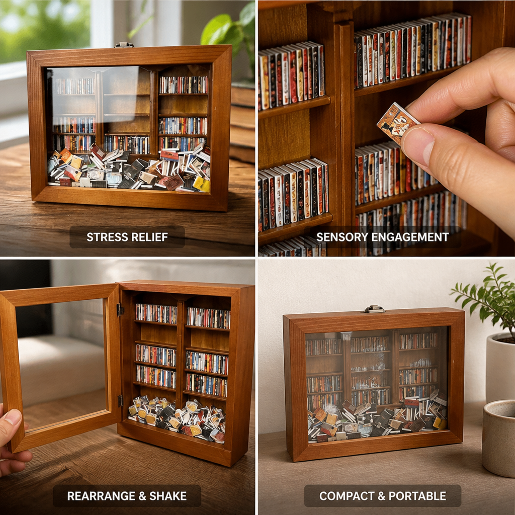 Miniature Wooden Shelf Handcrafted With Mini Books