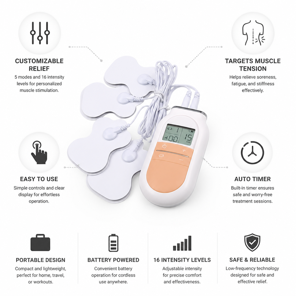 Muscle Stimulator & Massager Portable 16 Adjustable Levels