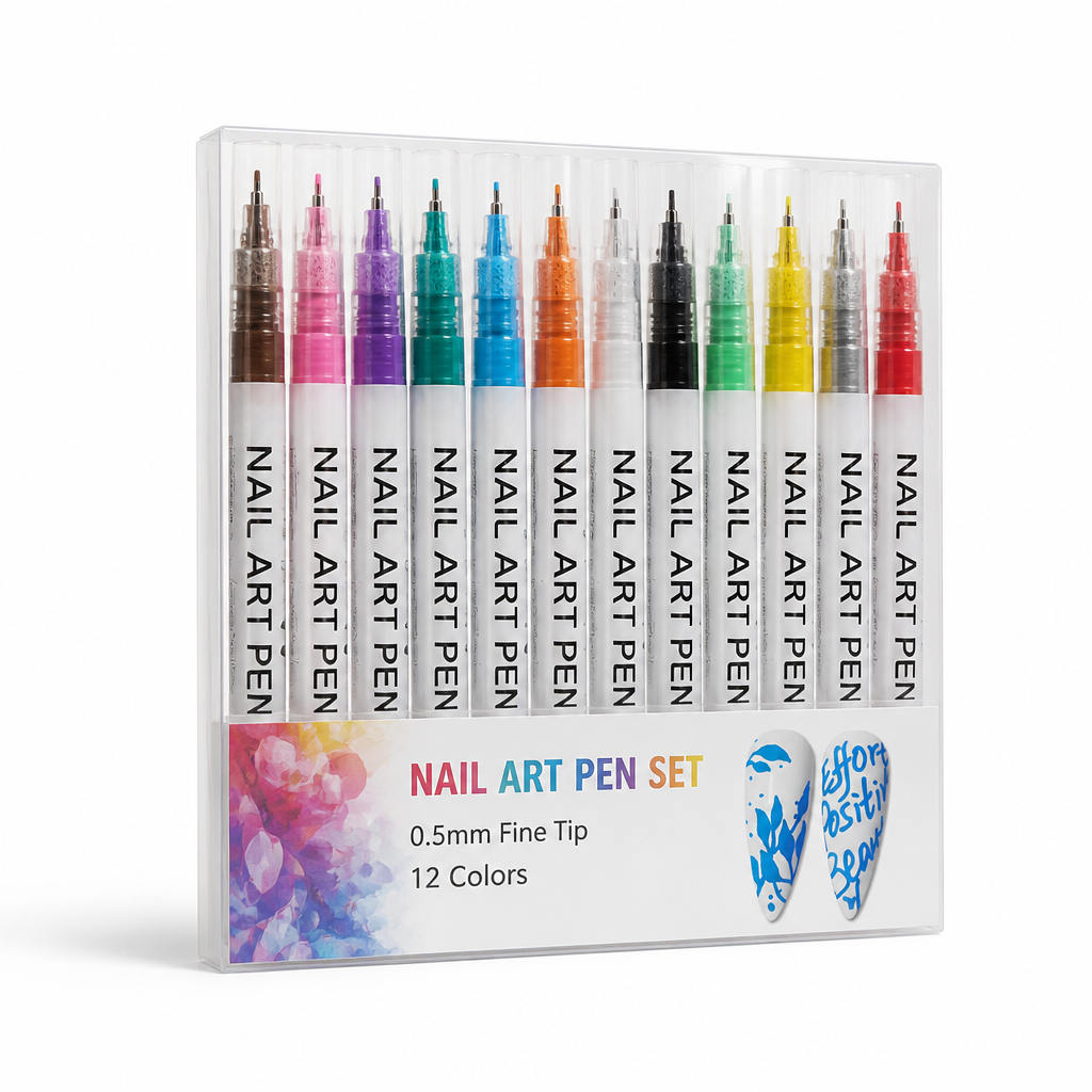 Nail Art Pen Set 0.5mm Fine Tip 12 Colors