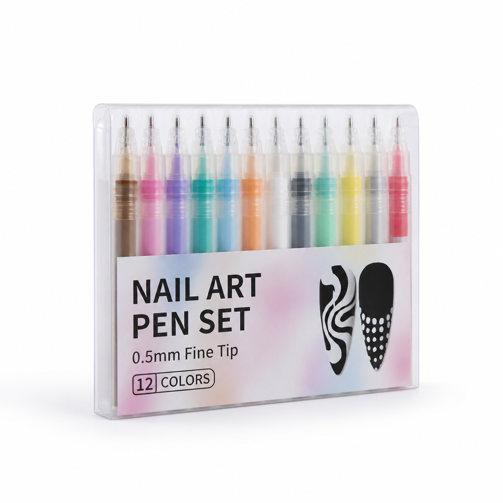Nail Art Pen Set 0.5mm Fine Tip 12 Colors