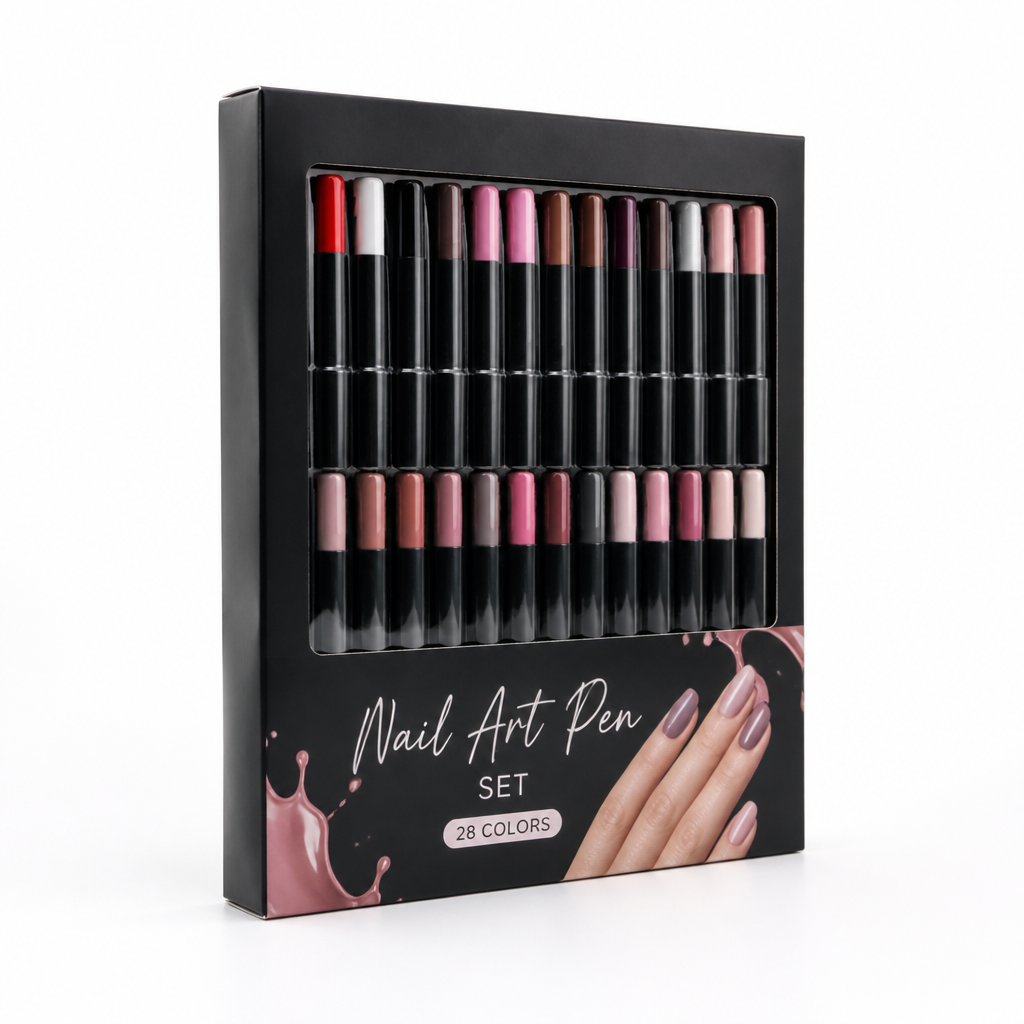 Nail Art Pen Set 28-Color Fine-Tip Quick-Dry Gel