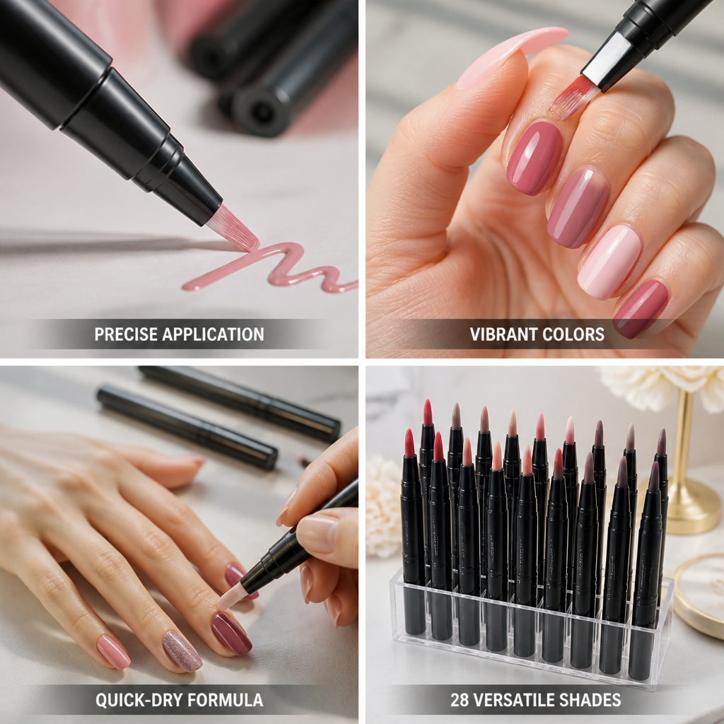 Nail Art Pen Set 28-Color Fine-Tip Quick-Dry Gel
