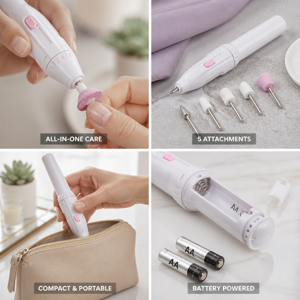 Nail Care Set Cordless 5 Interchangeable Attachments