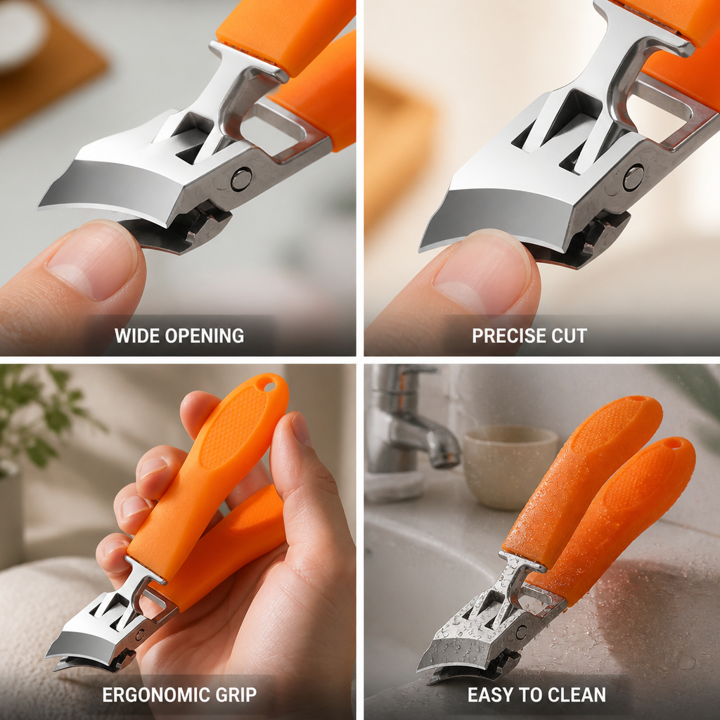Nail Clipper Wide Opening Splatter Guard & Ergonomic Grip