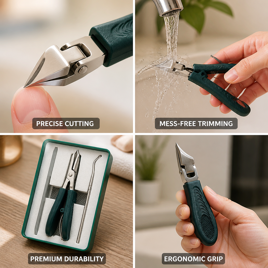 Nail Clippers Angled Blade Stainless Steel Long Handle