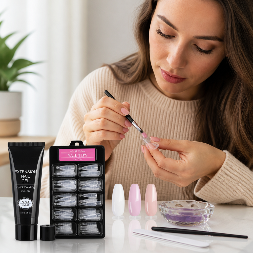 Nail Extension Kit No-UV Quick-Dry Brush & 20 Tips
