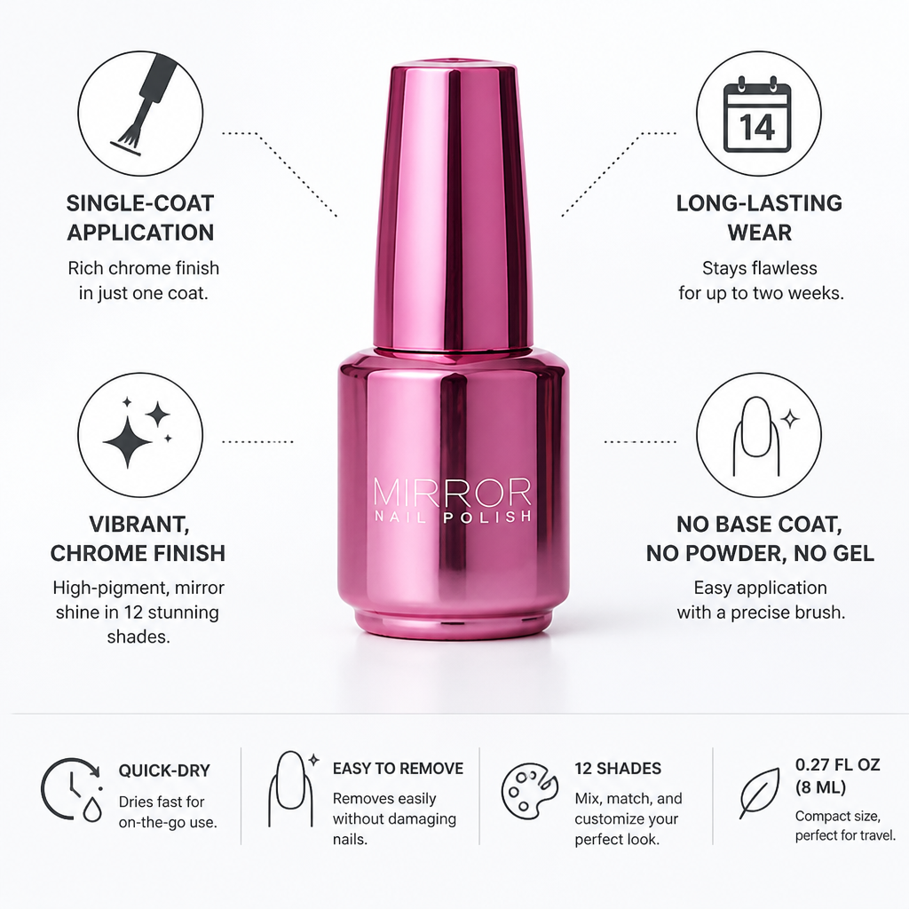 Nail Polish Mirror Chrome Single-Coat & Quick-Dry