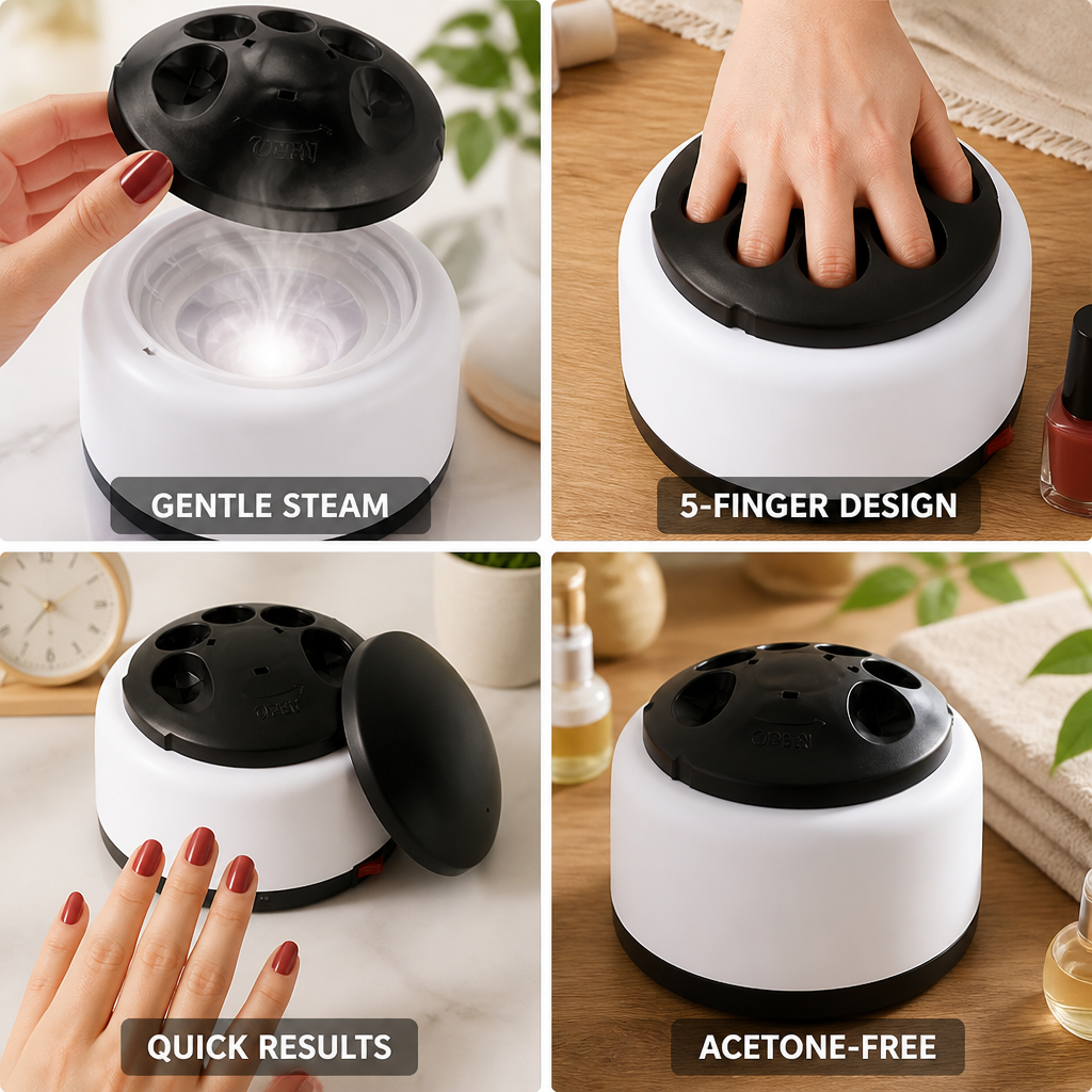 Nail Polish Remover Steam-Powered 5-Finger Acetone-Free