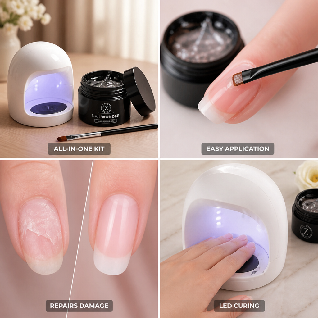 Nail Repair Gel Kit 3-in-1 LED Lamp & Brush