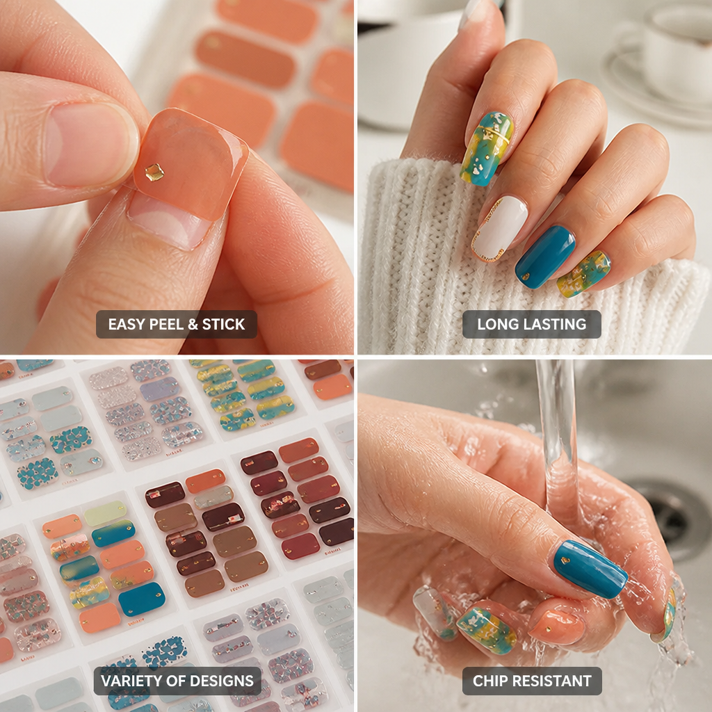 Nail Stickers Holiday Peel & Stick Chip-Resistant Gloss