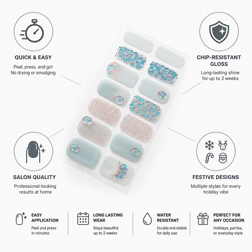Nail Stickers Holiday Peel & Stick Chip-Resistant Gloss