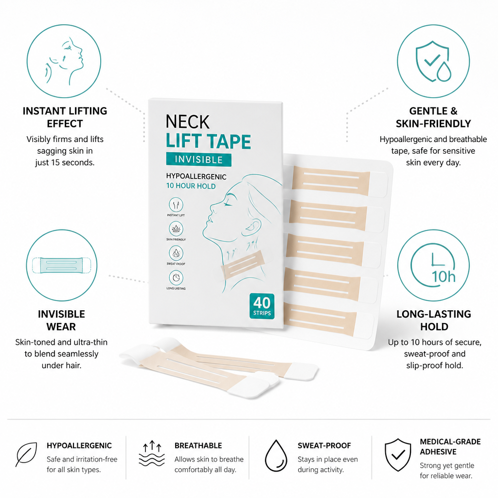 Neck Lift Tape Invisible Hypoallergenic 10 Hour Hold