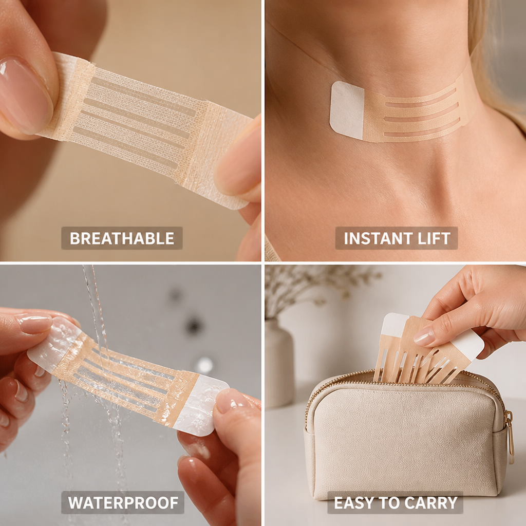 Neck Lift Tape Skin-Toned Invisible Hypoallergenic