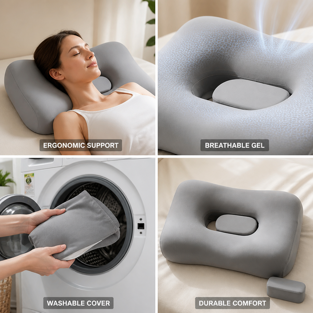 Neck Pillow Contoured Breathable Gel Washable Cover
