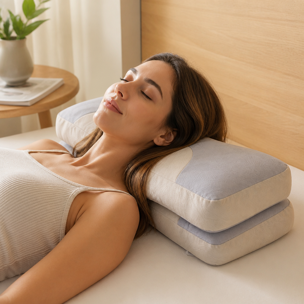 Neck Roll Pillow Ergonomic Contour Pressure-Relief Hypoallergenic