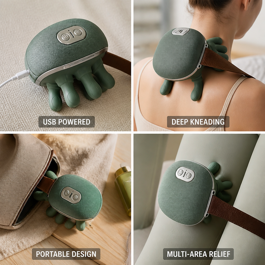 Neck & Shoulder Massager 6D Hand-Simulated USB-Powered