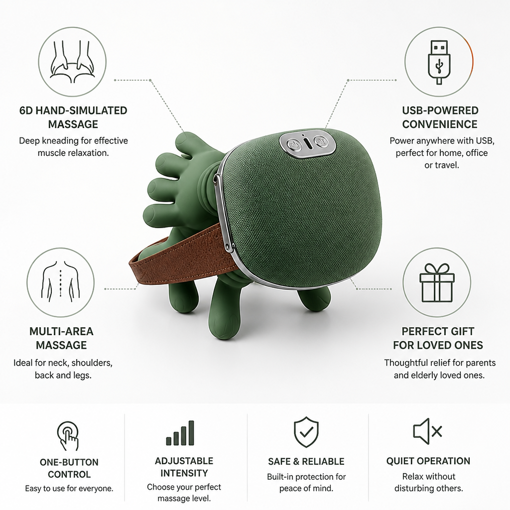 Neck & Shoulder Massager 6D Hand-Simulated USB-Powered